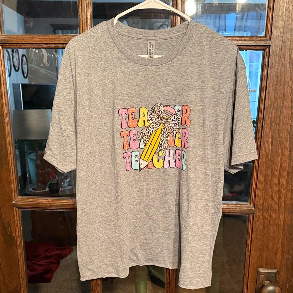 Next Level Apparel Gray Teacher‎ Graphic Tee